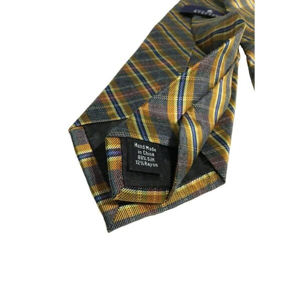 5/$10 Stafford Silk Blend Plaid Tie 58" - Picture 4 of 5